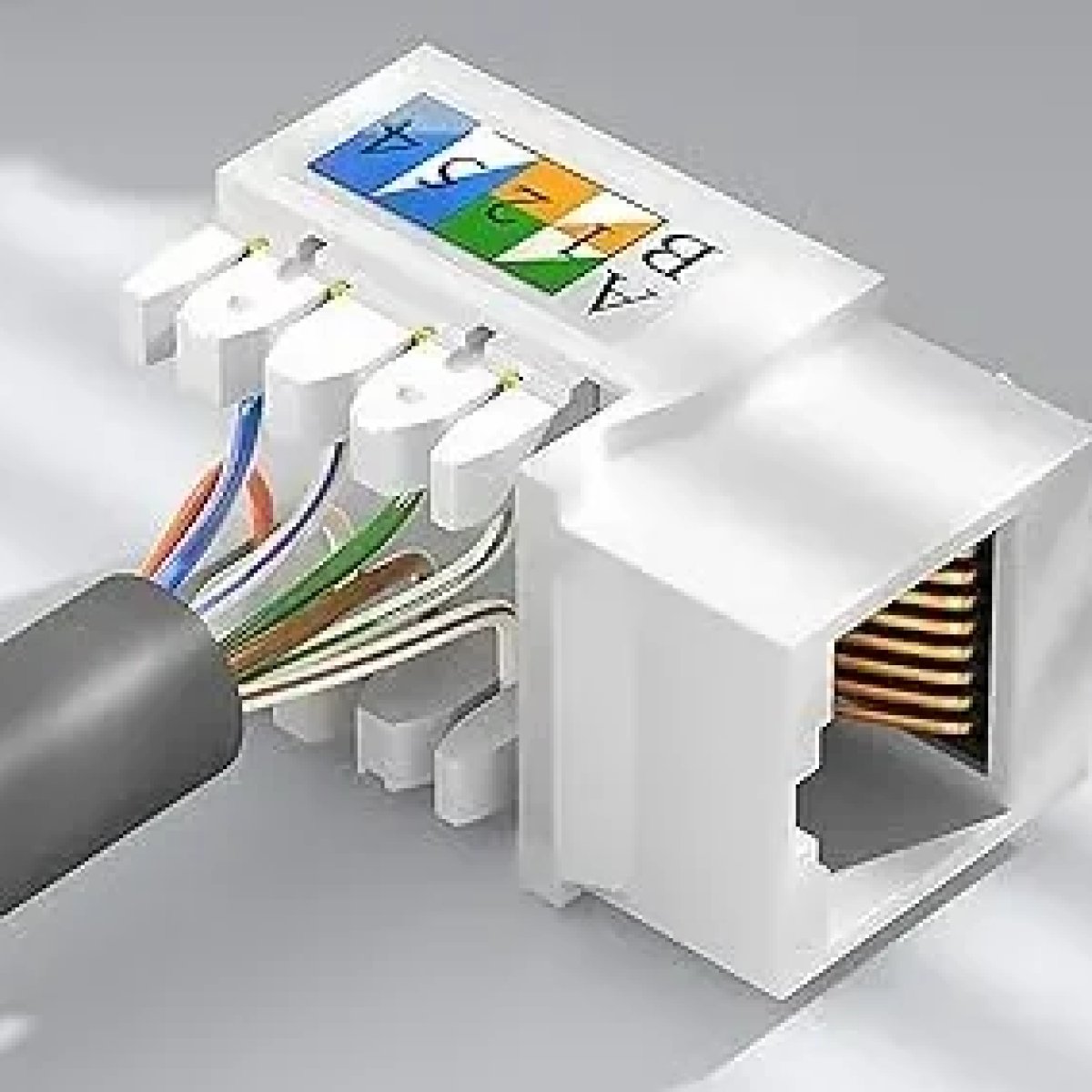 Keystone Jack - RJ45 wall-mount jacks (Cat6, Cat6a).