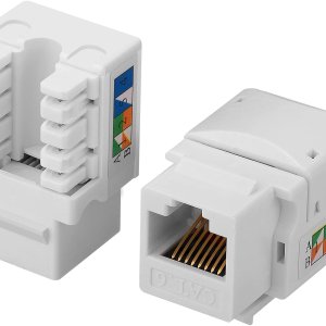 Keystone Jack - RJ45 wall-mount jacks (Cat6, Cat6a).