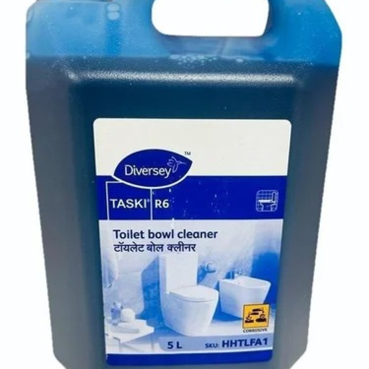 Diversey TASKI R6, heavy-duty, acidic toilet bowl cleaner designed for the effective removal of limescale, stains, and other deposits.