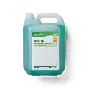 Diversey TASKI R7, 5-liter floor cleaner concentrate designed for the professional maintenance of all water-resistant floors.