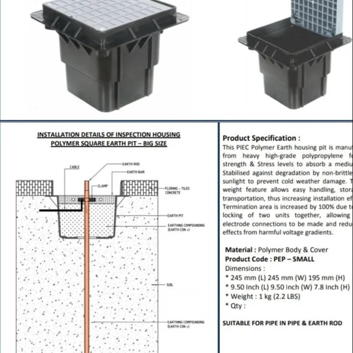 Earth Inspection Chamber with Pit Cover