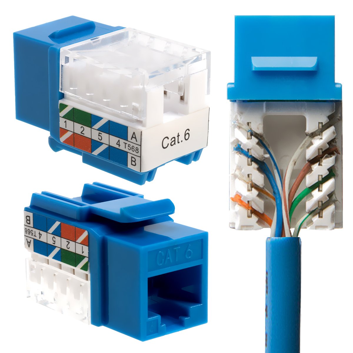Keystone Jack - RJ45 wall-mount jacks (Cat6, Cat6a).